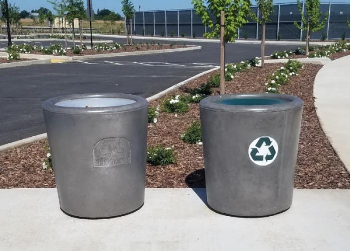 40 Gallon Dome Top Concrete Outdoor Garbage Can 40GRL (6 Finishes)